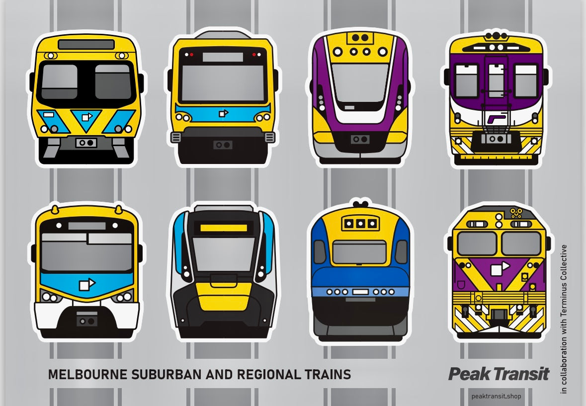 NEW! Melbourne VIC trains lineup- sticker sheet