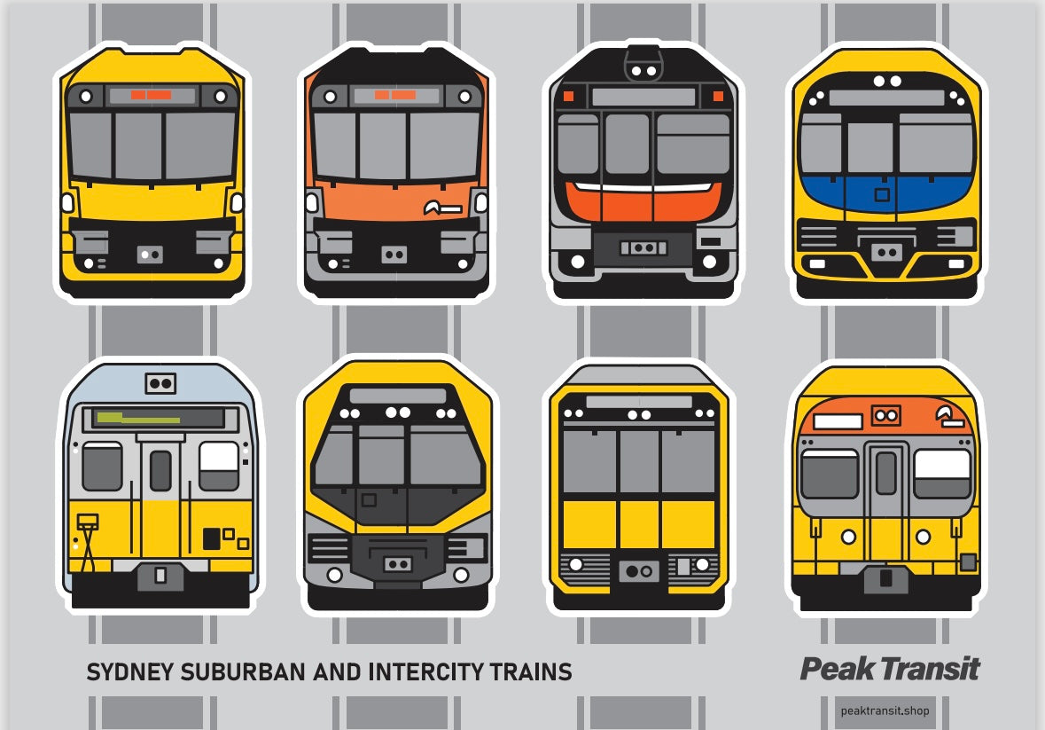 NEW! Sydney trains lineup sticker sheet