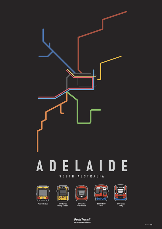 ADELAIDE Peak Transit Poster (A2)