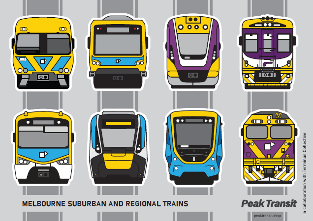 MEL trains lineup- sticker sheet